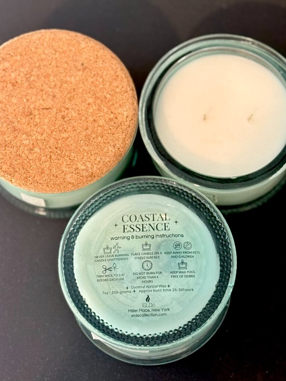 Coastal Essence Luxury Candle | Recycled Glass Jar Crafted in Spain | Cork Lid | - Picture 5 of 8
